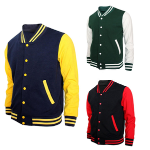 Veste d'université bleue coupe ample pour hommes veste Letterman en molleton de coton respirant chaud disponible - Product Image 1