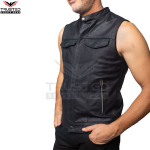 Gilet de motard en cuir d'hiver à col mandarin respirant de nouvelle conception pour hommes Vêtement de moto de haute qualité - Product Image 5