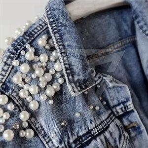 แจ็กเก็ตกางเกงยีนส์ระบายอากาศแขนยาวคอตั้งของผู้หญิงสำหรับฤดูหนาวผลิตตามสั่ง - Product Image 5