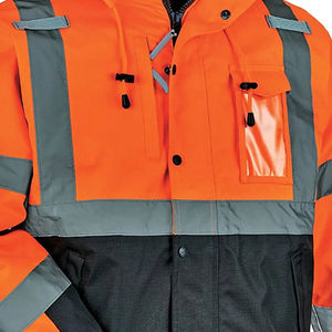 Chaqueta de Seguridad Acolchada con Capucha y Cuello Alto de Lona de Alta Visibilidad y Calidad Superior para Hombre con Bolsillos Delanteros - Product Image 5