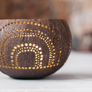 Wholesale Hand Carved <b>Coconut</b> Shell <b>Candle</b> Holder Boho Tealight Holder Natural Eco Friendly For Home Decoration From Vietnam - Product Image 5