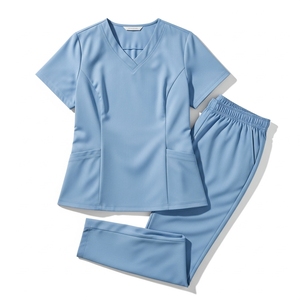 Belle collection ensembles d'uniformes de gommage personnalisés Anti-rides beauté uniforme médical col en V haut costume de gommage soins infirmiers gommages pour les femmes - Product Image 5