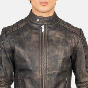 Chaqueta de Cuero Genuino Fernando para Motociclistas, Acolchada, Estilo Desgastado, Color Marrón, con Cuello Alto, Reversible y Recubierta, para Otoño, Talla XS - Product Image 6