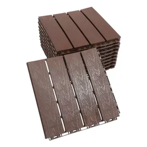 Paquet de 12 carreaux de terrasse modernes à emboîtement 30*30cm/12*12 pouces antidérapants pour balcon, sous-sol, sol extérieur en plastique d'acacia - Product Image 1