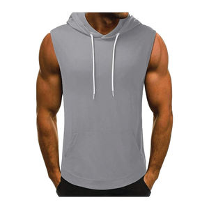 Débardeur décontracté personnalisé pour hommes Gilet d'entraînement tricoté en 3D à la mode Sweat à capuche sans manches respirant Lavage à l'eau de Javel Coton/Soie Muscle - Product Image 1