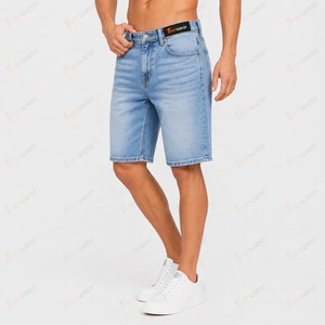 Pantalones cortos de mezclilla para hombre al por mayor, con logo personalizado, de cintura alta, casuales de verano, de algodón premium elástico, rasgados, a la moda. - Product Image 2