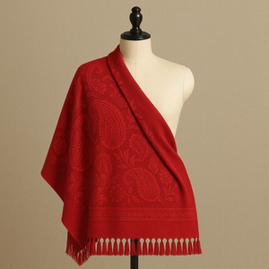 Chal MyEthnix de Primera Calidad, Lana Pura Beige, Rectangular Largo, con Diseño de Lunares, Reversible, Ligero, de Secado Rápido y Transpirable para Mujer - Product Image 1