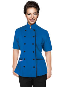 Professional Women's Short-Sleeve Chef Coat Tailored Fit Culinary <b>Uniform</b> for Food Service Catering Baking <b>Hotels</b> & Restaurants - Product Image 4