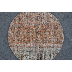 พรม23x23ft ขนแกะสไตล์ตุรกีวินเทจพรมปูพื้นขนาดใหญ่พรมปูพื้นสำหรับห้องโมเดลห้องโถงทรงสี่เหลี่ยมผืนผ้าดีไซน์แบบเย็บปะสีส้มสีเบจ - Product Image 5