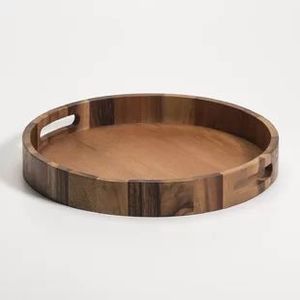 Bandeja Redonda de Madera Estilo Vintage para Servir |   Acabado Artesanal de Primera Calidad |   Precio de Fábrica al por Mayor - Product Image 2
