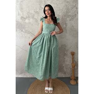 Vestido de Encaje Bordado Color Menta para Mujer, Marca Elisa Fashion - Product Image 1