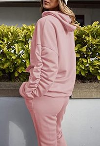 High Quality Vintage Solid Women's Jogging Tracksuit Set Soft Fitting 100% Cotton Breathable OEM Design Low MOQ - Product Image 4