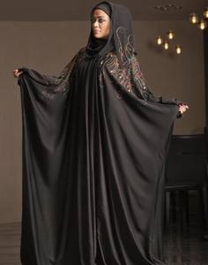 Abaya de tela Nida de ajuste holgado con pañuelo para la cabeza Vestido islámico para mujer - Product Image 1