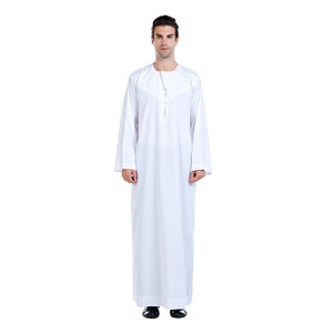 Ropa árabe Jubba con capucha para hombres con mangas largas Ropa de nueva llegada Thobe Hombres musulmanes Diseño en forma de V Thobe / Thawb - Product Image 2