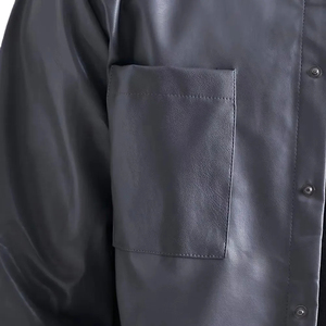 2025 customized light <b>weight</b> excellent quality cheap price leather shirts 2025 Hot <b>Sale</b> Long Sleeve Leather Shirt <b>For</b> Men - Product Image 5