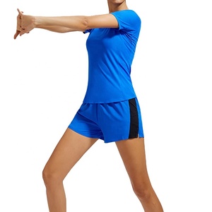 2025 Logo personnalisé femmes été respirant 2 pièces ensemble court à manches courtes t-shirt Biker Shorts solide pour les activités de plein air - Product Image 6