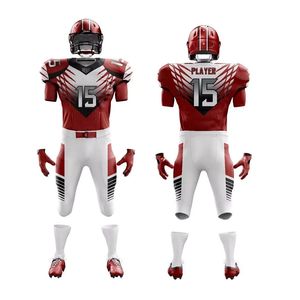 Nouvel arrivage d'équipes américaines personnalisées ensembles de vêtements de sport respirants à manches courtes brodés de sublimation numérique football américain vente en gros - Product Image 1