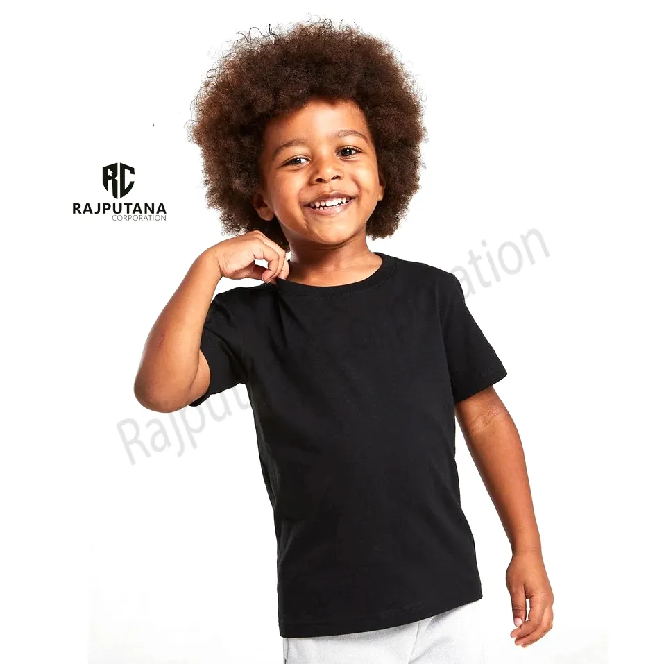 T-Shirt uni pour enfant garçon | T-Shirt unisexe en coton de haute qualité à col rond et manches courtes avec Logo personnalisé | T-Shirt pour enfant