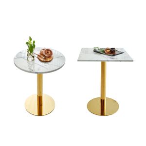 Circle Industrial High Pub <b>Bar</b> <b>Table</b> <b>Bar</b> Furniture Commercial Furniture Gold Steel Base <b>Marble</b> Metal Stainless Steel Modern - Product Image 1