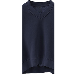 Sweat-shirt en molleton pour femme brodé écologique Bleu foncé Respirant Coupe-vent Polyester/Coton 340g Hiver Col rond Classique - Product Image 3