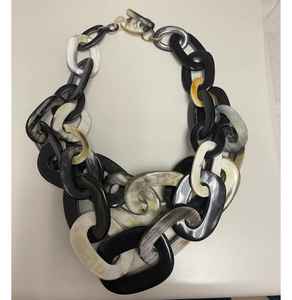 Collier en corne de buffle écologique avec maillons gradués faits à la main, grosses perles de zircon – Cadeau de Noël et d'anniversaire pour elle - Product Image 2