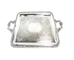 Plateau en laiton fait à la main en or personnalisé avec poignée de plateau plateaux de service rentables dans des styles et des formes uniques - Product Image 2