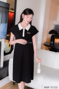 Vestido de maternidad de verano anticontracción de alta calidad, tela de manga corta suave y cómoda absorbente de sudor, Vietnam V1123 ODM - Product Image 4