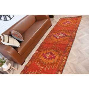 Alfombra turca de 3.1x11.2 pies, alfombra marroquí roja vintage - Product Image 4