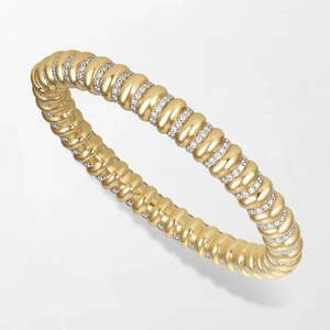 Streamlined Slim Orb Bracelet With 352 Round Lab Grown Diamonds 2.67 Carat GH-VS In 14K Yellow <b>Gold</b> High Demand Jewellery - Product Image 3