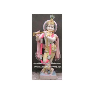 หินอ่อนสีขาวกฤษณะทาสีพิเศษ Murti อินเดียส่งออกรูปปั้นบูชาวัฒนธรรมฮินดูทำด้วยมือรูปปั้นที่มีคุณภาพสูงที่มีสีสัน - Product Image 1