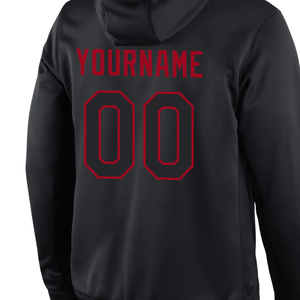 Sudadera con Capucha Sublimada Negra y Roja Personalizada con Nombre de Equipo y Número, Sudadera Deportiva, Ropa Deportiva de Invierno Impermeable - Product Image 4