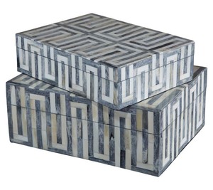 Boîte de rangement pour bijoux en os, faite à la main, couleur bleue, motif floral - nouvel article - Product Image 3