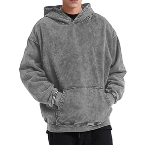 เสื้อมีฮู้ดแบบสวมหัวสำหรับผู้ชายเสื้อมีฮู้ดผ้าคอตตอนแท้สีพื้นใส่เล่นกีฬาแบบเรียบง่าย - Product Image 3