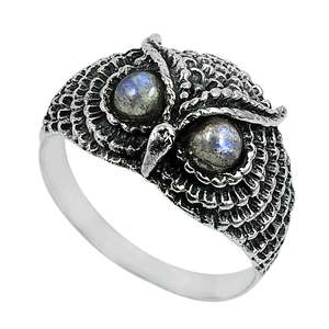 Bague en argent pur 925, design hibou, style rétro, bijoux en argent pur coréen, vente en gros de bijoux bohèmes pour femmes - Product Image 1