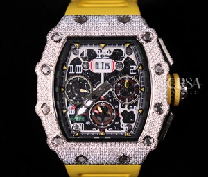 นาฬิกาเพชรสีเหลืองระดับไฮเอนด์สำหรับผู้ชายนาฬิกาผู้ชายประดับด้วยเพชรธรรมชาติ - Product Image 5