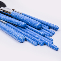 Ensemble de pinceaux de maquillage professionnels en poils de chèvre Dongshen pour le visage et les lèvres, logo personnalisé, haute qualité, 16 pièces, manche en bois bleu