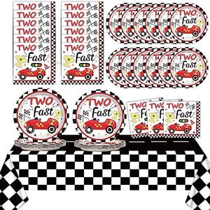 Deux assiettes et serviettes rapides Décorations de fête de voiture de course Sports de course Thème Deux rapides Enfants Garçons Fournitures d'<span class=keywords><strong>anniversaire</strong></span> Faveurs - Product Image 5