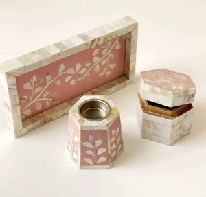 Best Quality Natural Wood Color Mother Pearl Inlay Tray <b>Box</b> Burner Set Home Decoration Top Selling Arabic Mubkhar <b>Ramadan</b> <b>Gift</b> - Product Image 4