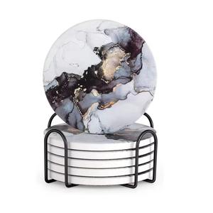 Juego de posavasos negros hexagonales de mármol artesanal de resina 3D de proveedor indio 4 decoración de mesa ecológica disponible a granel - Product Image 3