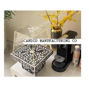 Plateau de table de luxe fait à la main en acrylique effet nacre plateau en bois arabe sous-verres assiettes pour les occasions alimentaires - Product Image 2