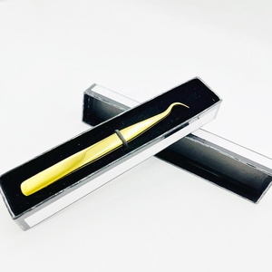 Plasma Vàng Kế Hoạch Chuyên Nghiệp Mở Rộng Lông Mi Tweezer Bền Vững Thép Không Gỉ Loại Móc Lash Pickup Tùy Chỉnh Nhãn Ánh Sáng - Product Image 6