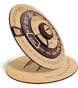 Nouveau design, support de calendrier de bureau en bois en forme de roue de Ferris et de lune, avec pelle, pour décoration intérieure, calendrier de bureau rotatif, artisanat - Product Image 2