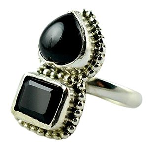 Navya <b>Craft</b> Handmade Women's <b>Ring</b> in 925 Solid Sterling Silver with Black Onyx Bezel Setting Inlay Custom US Sizes 4 to 14 Gift - Product Image 1