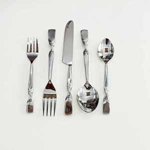 Modern Design Stainless Steel Cutlery Flatware <b>Set</b> Elegant Durable & Dishwasher Safe Mirrored Steel - Product Image 2