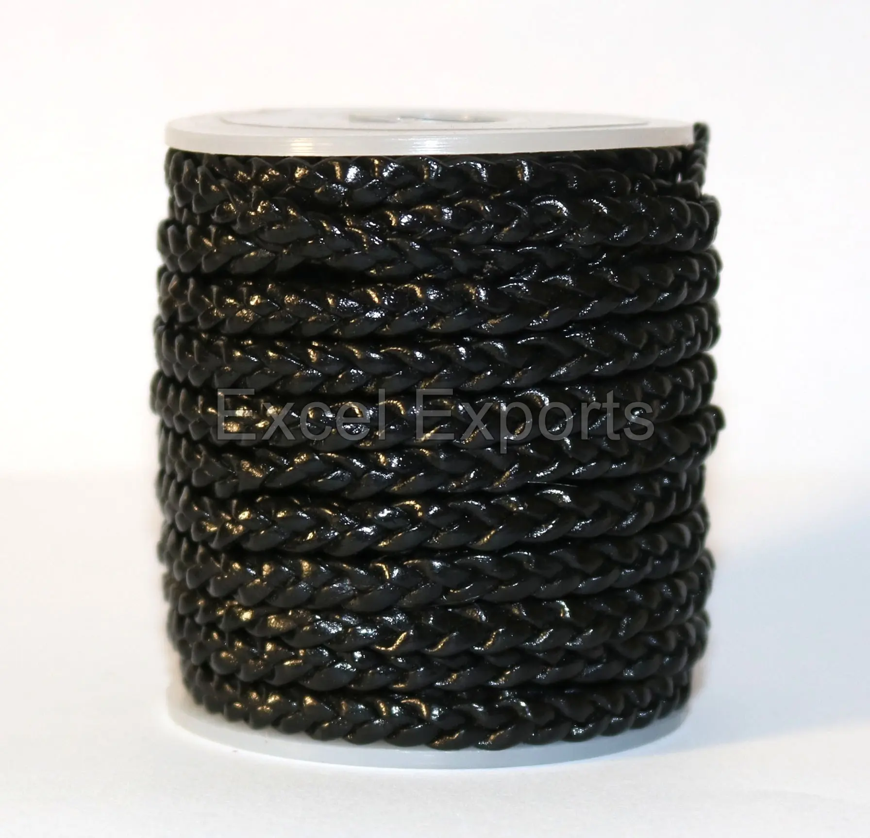 Cordons tressés en cuir noir tressés à la main bracelets en cuir de vache 4mm 5mm 6mm par EXCEL export accessoires de bricolage