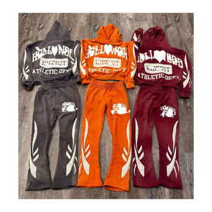 Conception d'impression DTF personnalisée Ensemble de survêtements évasés Sweats à capuche respirants et pantalons pour le jogging d'hiver Options de grande taille - Product Image 3