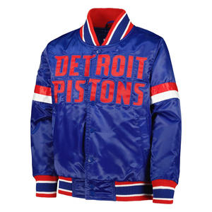 Blouson aviateur universitaire vintage pour homme Veste originale en satin brodé pour le basket-ball - Product Image 2