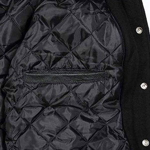 Stylish Winter Sky-White Varsity Jacket OEM Dyed Stand Collar <b>Wool</b> Body Leather <b>Arms</b> Embroidered Letterman Design Plus Size XL - Product Image 4