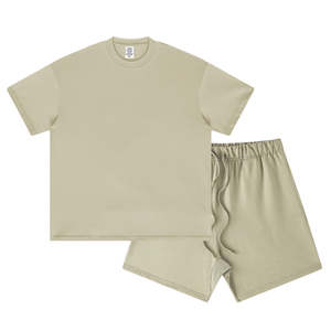Logo personnalisé 2 ensembles de shorts d'été pour hommes de deux pièces ensemble de short et de t-shirt en coton pour hommes - Product Image 3