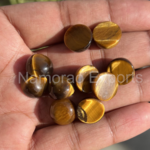 Ojo de Tigre Natural, Cabujón Redondo de 7x7 mm, Todos los Tamaños Disponibles, Parte Posterior Plana, Piedra para Fabricación de Joyas, Gemas Sueltas - Product Image 5